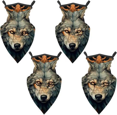 4 Pack Wolf Neck Gaiter, Cooling Breathable Face Mask UV Protection Scarf Hiking Bandana for Men/Women in Saudi Arabia