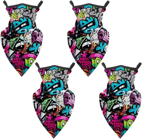 4 Pieces Summer UV Protection Cooling Neck Gaiter Face Clothing Neck Gaiter Mask Scarf Sunscreen Breathable Bandana, Doodle in Kuwait
