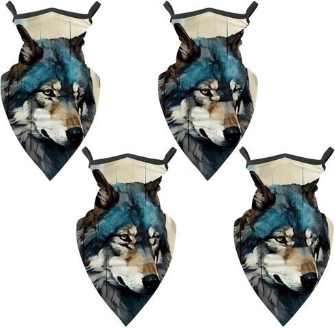 4 Pack Wolf Neck Gaiter, Cooling Breathable Face Mask UV Protection Scarf Hiking Bandana for Men/Women in Saudi Arabia
