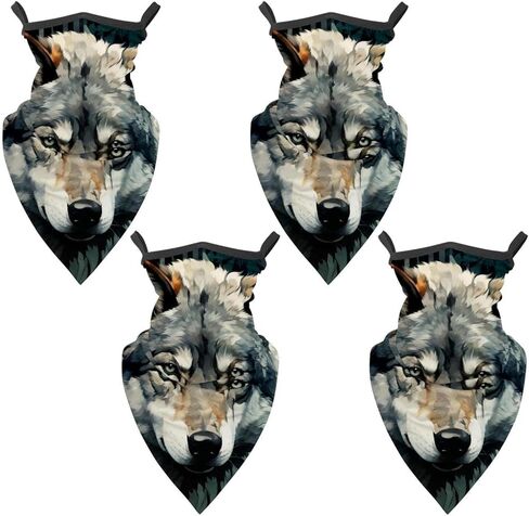 4 Pack Wolf Neck Gaiter, Cooling Breathable Face Mask UV Protection Scarf Hiking Bandana for Men/Women in Saudi Arabia