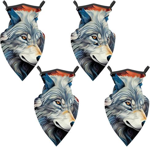4 Pack Wolf Neck Gaiter, Cooling Breathable Face Mask UV Protection Scarf Hiking Bandana for Men/Women in Saudi Arabia