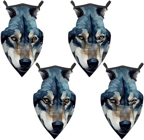 4 Pack Wolf Neck Gaiter, Cooling Breathable Face Mask UV Protection Scarf Hiking Bandana for Men/Women in Saudi Arabia