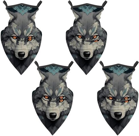 4 Pack Wolf Neck Gaiter, Cooling Breathable Face Mask UV Protection Scarf Hiking Bandana for Men/Women in Saudi Arabia