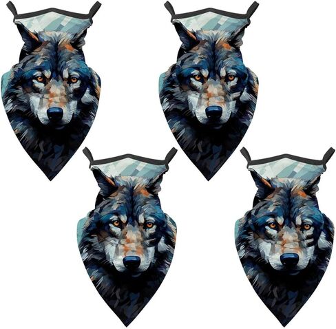 4 Pack Wolf Neck Gaiter, Cooling Breathable Face Mask UV Protection Scarf Hiking Bandana for Men/Women in Saudi Arabia