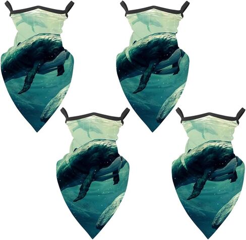 4 Pieces Summer UV Protection Cooling Neck Gaiter Face Clothing Neck Gaiter Mask Scarf Sunscreen Breathable Bandana, Whale in Kuwait