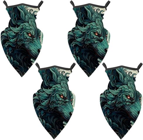 4 قطع صيفية للحماية من الأشعة فوق البنفسجية، قناع تبريد للرقبة، قناع للوجه، وشاح واقي من الشمس، باندانا قابلة للتنفس، ذئب in Kuwait