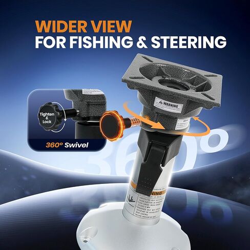 Boat Seat Pedestal Mount Base, 13-18 Inch Adjustable & Locking, Marine Grade Aluminum for Fishing Bass Pontoon Boats in Kuwait