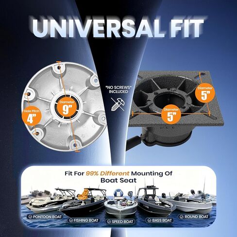 Boat Seat Pedestal Mount Base, 13-18 Inch Adjustable & Locking, Marine Grade Aluminum for Fishing Bass Pontoon Boats in Kuwait