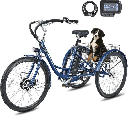 VIRIBUS Electric Tricycle for Adults, 24 26 inch Electric Trike with 468Wh Removable Battery, 250W/350W(Peak 500W) 3 Wheel Electric Bikes for Seniors, Motorized Adult Tricycles Women Men 330 lb. in Kuwait