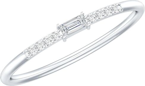 خاتم وعد الماس المعتمد من مويسانيت للنساء ، جودة D-vs1 ، حلقة مويسانيت القابلة للتكديس (مع مربع المجوهرات) in Kuwait