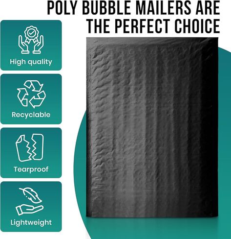 Levex - #0000 4" x 6" [1000 Pack] Black Poly Bubble Mailers, Padded Envelope Mailers, Packing Envelope & Mailing Bags for Shipping in Kuwait