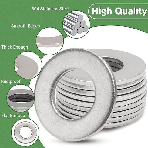 10Pcs 1" Stainless Steel Flat Washers, 2" Outside Diameter, 0.11" Thickness, 304(18-8) Stainless Steel Metal Washers for Screws Bolts, Anti-Rust in Saudi Arabia
