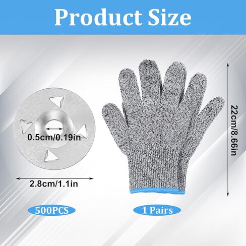 500 قطعة من غسالات التثبيت لألواح الألواح الإسفنجية، 1-1/8 بوصة من الحديد المجلفن لتثبيت العزل الأجهزة المعدنية لتركيب الألواح مع قفازات مقاومة للقطع in Kuwait