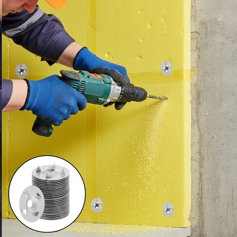 500 قطعة من غسالات التثبيت لألواح الألواح الإسفنجية، 1-1/8 بوصة من الحديد المجلفن لتثبيت العزل الأجهزة المعدنية لتركيب الألواح مع قفازات مقاومة للقطع in Kuwait