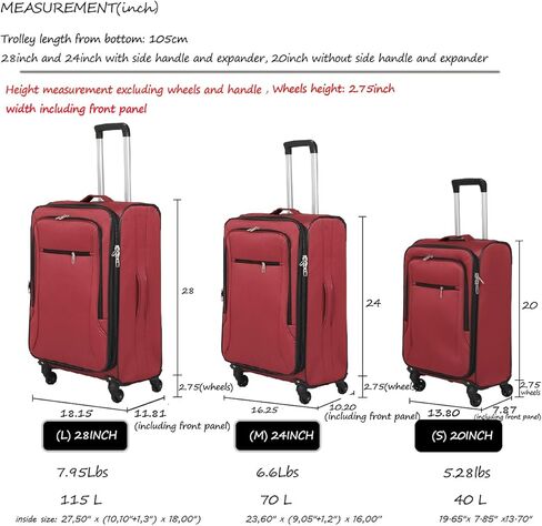 Softside Luggage Sets With Spinner Wheels, Softshell Lightweight Suitcase With Expandable And TSA Lock, 3pcs Set (Black) in Saudi Arabia