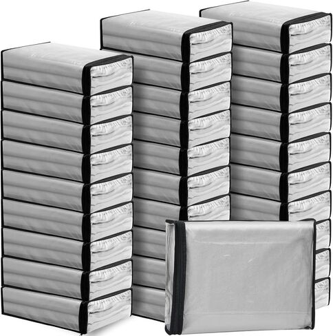 50 عبوة من أكياس تخزين شفافة بسحاب من Riakrum، مقاس 15 × 11 × 4 بوصة، أكياس تخزين من البلاستيك من الفينيل، من مادة PVC، للملابس والملاءات والبطانيات ومنظمات الأقمشة (أبيض) in Kuwait