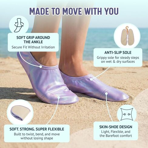 Slipfree Barefoot Water Shoes for Women & Men - Non Slip Bottom Slippers for Elderly Care - Quick-Dry Swim Shoes with Flexible Sole - Ideal for Beach, Pool, Yoga & Indoor Use - UV Protection in Saudi Arabia