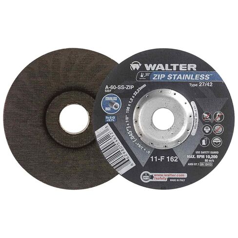 Walter 11F162 6x3/64x7/8 Zip Stainless Contaminant Free Cut-Off Wheels Type 27 Grit A60, 25 Pack in Saudi Arabia