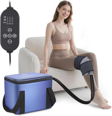 Ice Machine for Knee After Surgery, Portable Cold Therapy Machine with Timer, Silent Pump, Pain Relief System, Comfort Pad for Knees Waist Elbows Hip and Ankle, Dad Gifts & Mom Gifts, Blue in Kuwait