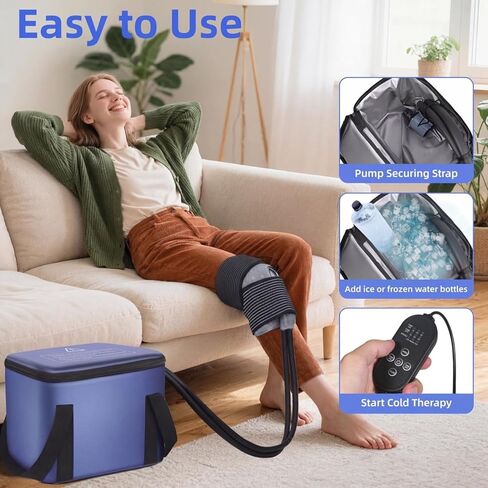 Ice Machine for Knee After Surgery, Portable Cold Therapy Machine with Timer, Silent Pump, Pain Relief System, Comfort Pad for Knees Waist Elbows Hip and Ankle, Dad Gifts & Mom Gifts, Blue in Kuwait