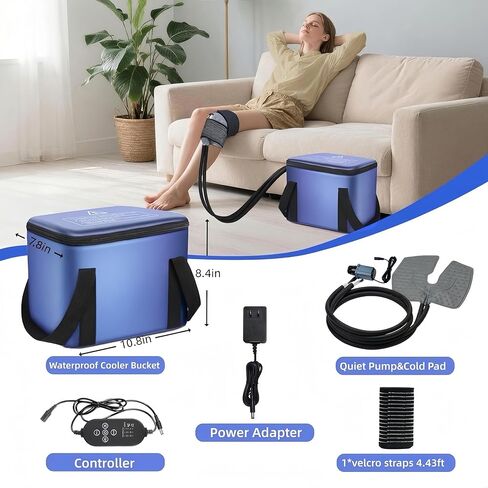 Ice Machine for Knee After Surgery, Portable Cold Therapy Machine with Timer, Silent Pump, Pain Relief System, Comfort Pad for Knees Waist Elbows Hip and Ankle, Dad Gifts & Mom Gifts, Blue in Kuwait