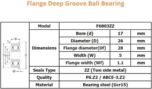 10 قطعة F6803ZZ شفة تحمل 17x26x5 مللي متر مصغرة كرة أخدود عميقة محمية محامل F6803Z F61803-2Z in Kuwait
