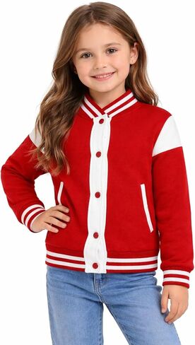 Unisex B.B Plain Jacket New Red Baseball Varsity Style Coat Long Sleeves Activewear Coat Girls Boys Age 2-13 Years in Saudi Arabia