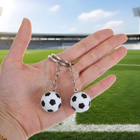 2Pcs Mini Cute Soccer Keychain, Football Keychain Backpacks Charm Keychains Hanging Bag Key Ring, Sport Small Pendant Gifts for Men Women Boys Girls Football Fan in Saudi Arabia