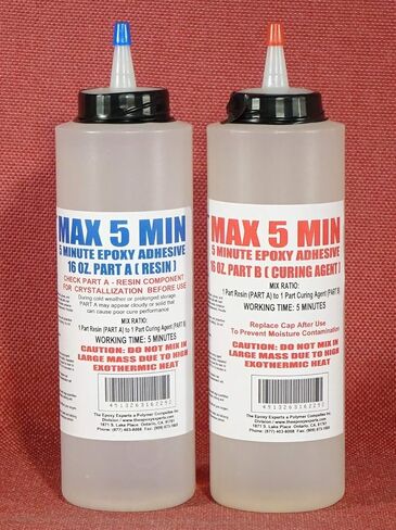 صمغ إيبوكسي لمدة 5 دقائق كحد أقصى A/B -5 دقائق، مجموعة كبيرة بحجم 32 أونصة سائلة (1 كوارت)، غراء مقوى عالي القوة، نسبة مزيج 1:1، للربط وملء الفجوات والفراغات in Kuwait