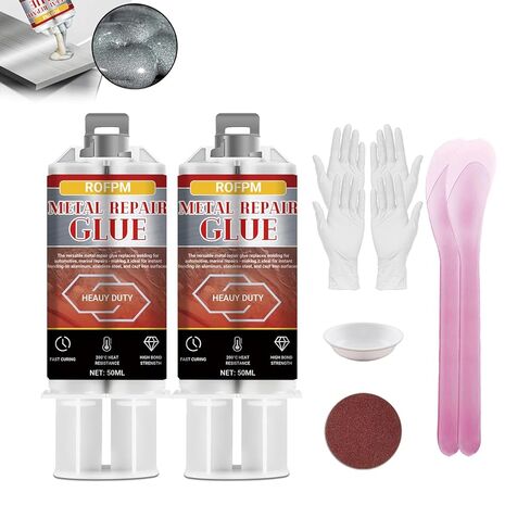 Metal Repair Glue Heavy Duty, Weld Epoxy Adhesive Extra Strong Heat Resistant Glue Fast Curing for Metal Casting, Aluminum, Wood, Plastic, DIY Project (50ml*2) in Kuwait