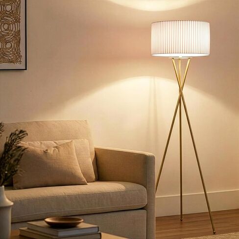 Brightech Jaxon LED LED LAMP ، مصباح حديث لغرف المعيشة والمكاتب ، مصباح طويل القامة مع ظل الطبل المعاصر ، مصباح دافئ ترايبود الذهب لقراءة غرفة النوم ، ديكور غرفة المعيشة الرائعة - النحاس in Saudi Arabia