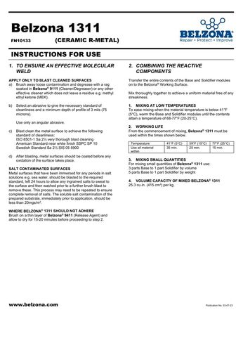 Belzona 1311 طقم سيراميك R-Metal 2 كجم لإصلاح المعادن، مركب من راتنجات الإيبوكسي، حماية لاصقة هيكلية ضد التآكل، والتآكل، والمقاومة الكيميائية، وعلاج درجة حرارة الغرفة بدون مذيبات in Kuwait