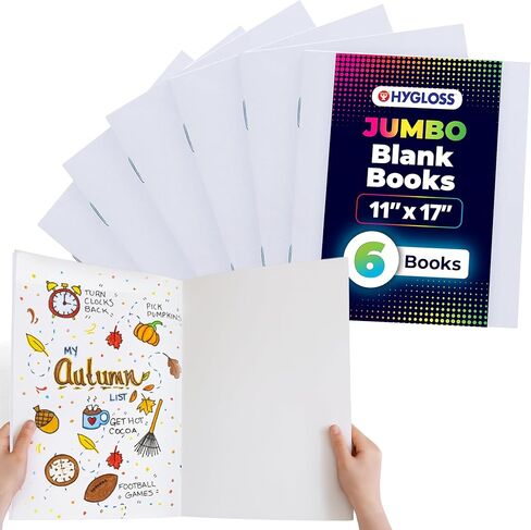 Hygloss 77762 كتب فارغة ضخمة، 11 بوصة × 17 بوصة، ألوان متنوعة 6 عبوات in Saudi Arabia