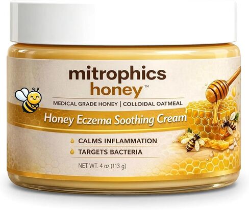 Honey Eczema Soothing Cream for Babies & Kids – Powered by Medical Grade Honey + Colloidal Oatmeal, Steroid-Free Relief for Severe, Itchy, Red, Sensitive Skin, 4 Oz(1pc) in Saudi Arabia