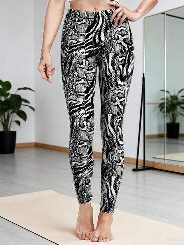 Womens Yoga Pants High Waist 9/10 Workout Leggings Colorful Printed Tights Activewear Bottoms for Running Yoga Fitness in Saudi Arabia
