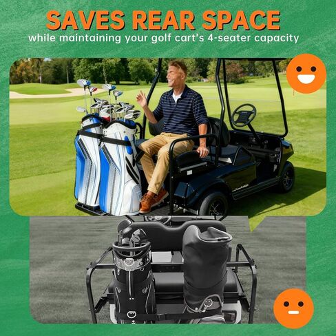 Foldable Golf Cart Rear Seat Bag Holder Fits 4 Seater Golf Cart Bag Holder Compatible with EZGO/Club Car/Yamaha Works for Rear Armrests Up to 8" & 24.5" Wide Equipped with Stainless Steel Buckles in Kuwait
