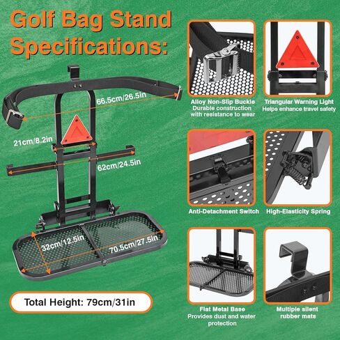Foldable Golf Cart Rear Seat Bag Holder Fits 4 Seater Golf Cart Bag Holder Compatible with EZGO/Club Car/Yamaha Works for Rear Armrests Up to 8" & 24.5" Wide Equipped with Stainless Steel Buckles in Kuwait