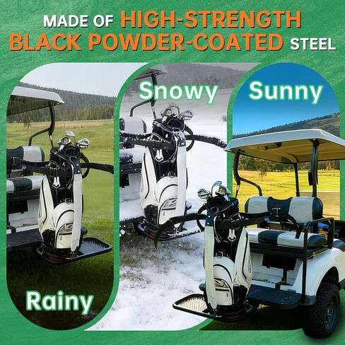 Foldable Golf Cart Rear Seat Bag Holder Fits 4 Seater Golf Cart Bag Holder Compatible with EZGO/Club Car/Yamaha Works for Rear Armrests Up to 8" & 24.5" Wide Equipped with Stainless Steel Buckles in Kuwait