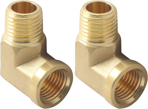 2 pcs 90 Degree Barstock Elbow Brass Fittings - 1/4" NPT Male to 1/4" NPT Female Forged Plumbing Connector, High Pressure & Temperature Resistant Pipe Fitting for Air, Gas, Hydraulic Systems in Kuwait