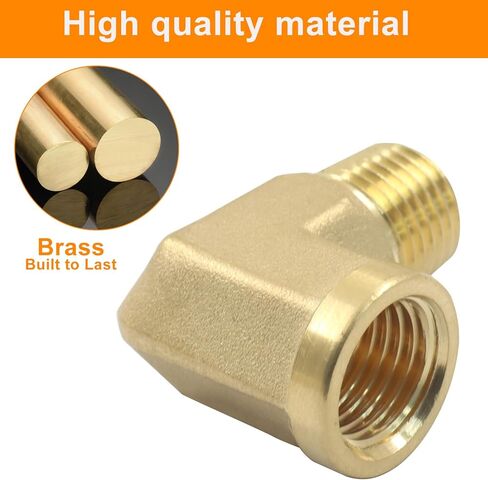2 pcs 90 Degree Barstock Elbow Brass Fittings - 1/4" NPT Male to 1/4" NPT Female Forged Plumbing Connector, High Pressure & Temperature Resistant Pipe Fitting for Air, Gas, Hydraulic Systems in Kuwait