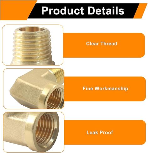2 pcs 90 Degree Barstock Elbow Brass Fittings - 1/4" NPT Male to 1/4" NPT Female Forged Plumbing Connector, High Pressure & Temperature Resistant Pipe Fitting for Air, Gas, Hydraulic Systems in Kuwait