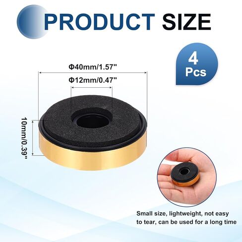 Generic 4 Pcs Speaker Isolation Feet,40mmx10mm Plastic Foam Shock Absorption Base Pad Anti Vibration Amplifier Stand Feet Mat for Audio CD HiFi Home Theater Sound System, Gold in Saudi Arabia