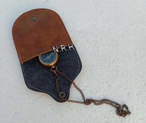 Brass Compass with Leather Case and Chain Locket Compass Navigation Compass Best Distributing Gift Graduation Gift Groomsmen Gift in Kuwait