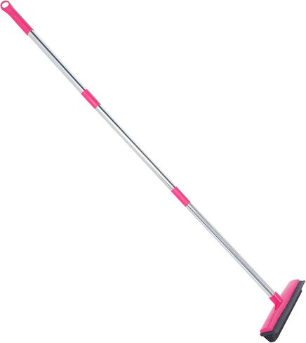 Carpet Hair Removal Broom with 48'' Telescoping Adjustable Handle, Rubber Broom Carpet Rake for Pet Hair Dust Removal Daily Household Cleaning(Pink) in Saudi Arabia