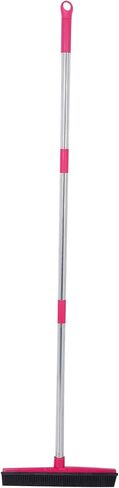 Carpet Hair Removal Broom with 48'' Telescoping Adjustable Handle, Rubber Broom Carpet Rake for Pet Hair Dust Removal Daily Household Cleaning(Pink) in Saudi Arabia