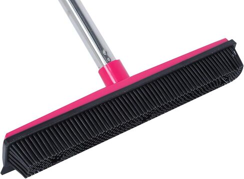 Carpet Hair Removal Broom with 48'' Telescoping Adjustable Handle, Rubber Broom Carpet Rake for Pet Hair Dust Removal Daily Household Cleaning(Pink) in Saudi Arabia