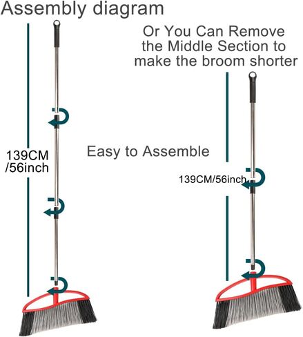 مجموعة مكنسة داخلية وخارجية مكونة من 3 قطع مع شعيرات ناعمة وصلبة، مكنسة زاوية شديدة التحمل للزوايا، مقبض طويل للمرآب والمستودعات والأرضيات الخرسانية والبلاط in Kuwait