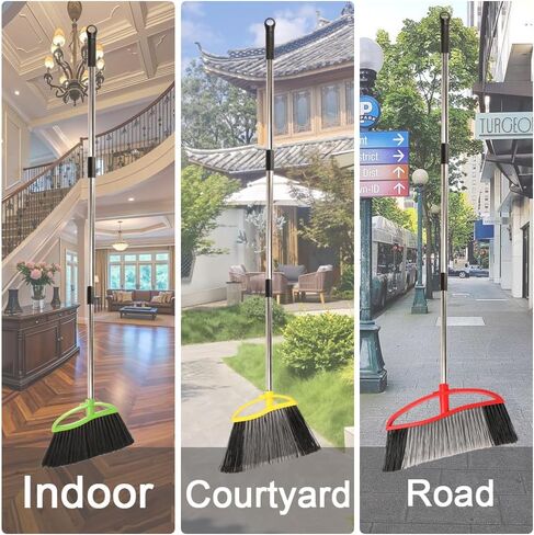 مجموعة مكنسة داخلية وخارجية مكونة من 3 قطع مع شعيرات ناعمة وصلبة، مكنسة زاوية شديدة التحمل للزوايا، مقبض طويل للمرآب والمستودعات والأرضيات الخرسانية والبلاط in Kuwait