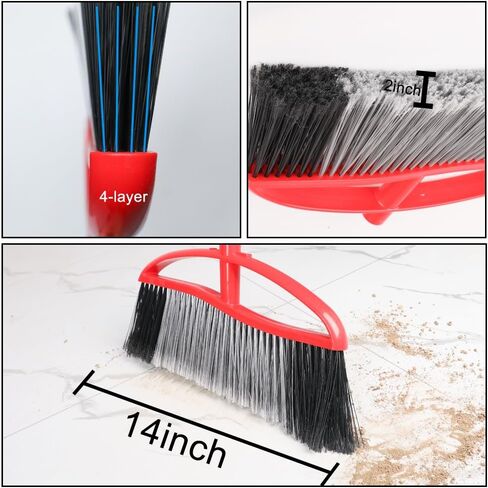 مجموعة مكنسة داخلية وخارجية مكونة من 3 قطع مع شعيرات ناعمة وصلبة، مكنسة زاوية شديدة التحمل للزوايا، مقبض طويل للمرآب والمستودعات والأرضيات الخرسانية والبلاط in Kuwait