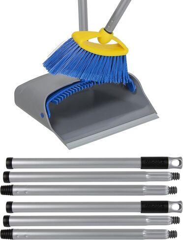 Broom with Dustpan Combo Set - Made in Italy, Broom and Dustpan Set with Long Handle | Durable Dust Pan & Broom Set for Home, Office & Commercial Cleaning in Saudi Arabia